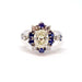 Ring 50 Art Deco ring in white gold, diamonds and sapphires 58 Facettes