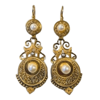 Boucles d'oreilles Paire de pendants perles, fin XIXème 58 Facettes