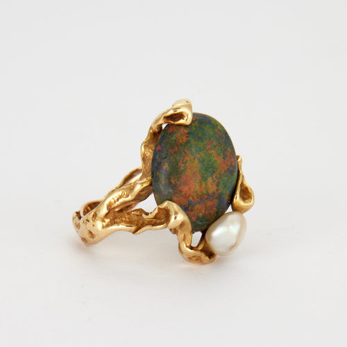 Bague 55 GILBERT ALBERT - Bague Opale et Perle 58 Facettes KZ4