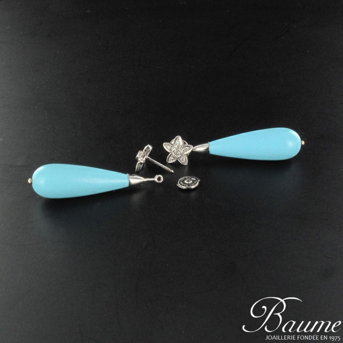 Boucles d'oreilles Boucles d'oreilles diamants et goutte de turquoise 58 Facettes 13-058-8244953