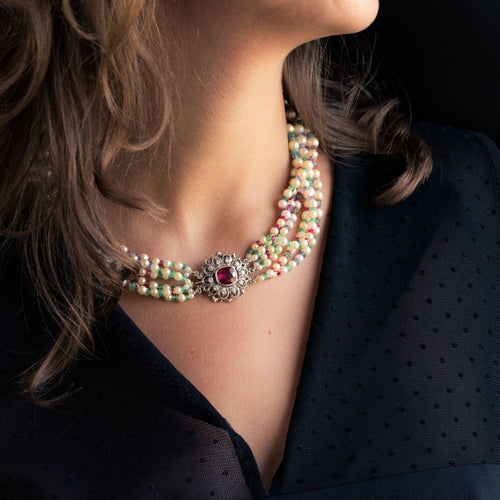 Collier Collier Perles, Emeraudes, Saphirs, Rubis et Spinelles 58 Facettes 03-134-4188853