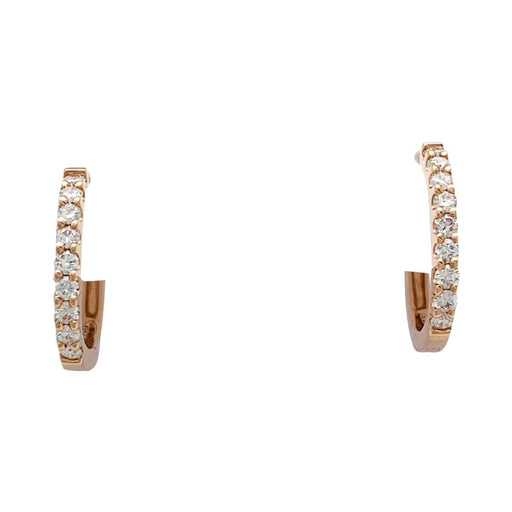 Boucles d'oreilles Paire de petites créoles en or rose, diamants. 58 Facettes 30690