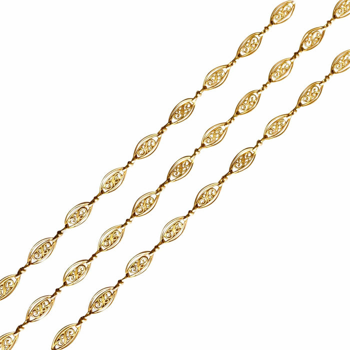 Collier Chaine ancienne sautoir or jaune filigranes 58 Facettes 20-283