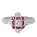 Bague 54 Bague en or blanc, rubis et diamants 58 Facettes 31939