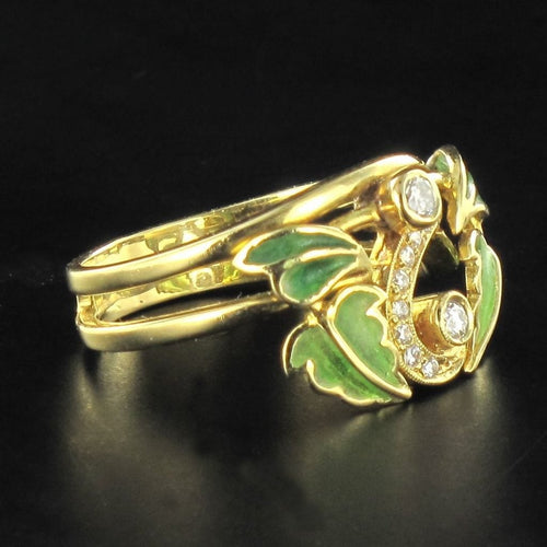 Bague 52 Bague diamants et émail or jaune 58 Facettes 14-281-8416201-54