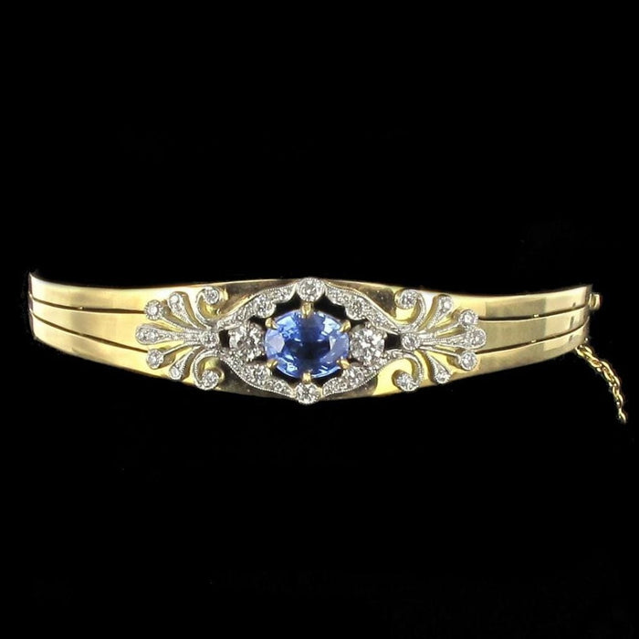 Bracelet Bracelet jonc en or, motif saphir et diamants 58 Facettes G34-8203435