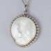Medal pendant and its chain in platinum, mother-of-pearl and fine pearls 58 Facettes 18-374