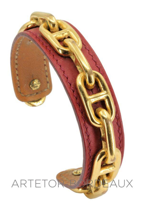 Bracelet Hermès chaine d'ancre cuir