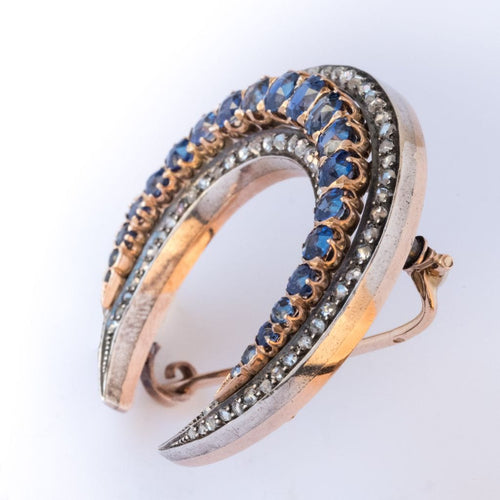 Broche Broche croissant saphirs et diamants 58 Facettes 14-104