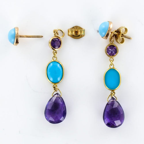 Boucles d'oreilles Boucles d'oreilles améthystes turquoises 58 Facettes 15-272