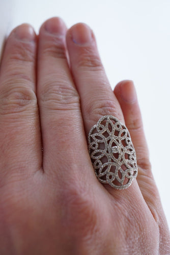 Bague Bague or blanc 18K et diamants 58 Facettes