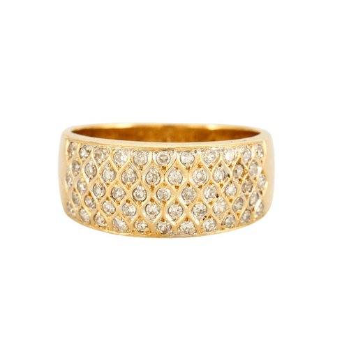 Bague 51 Bague or jaune Croisillons Diamants 58 Facettes 230543