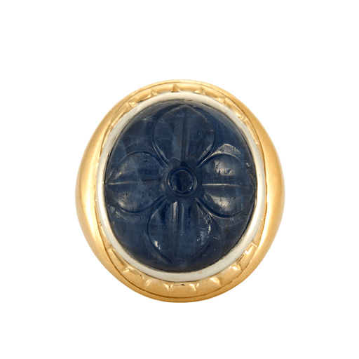 Ring 59.5 Engraved Sapphire Signet Ring 58 Facettes