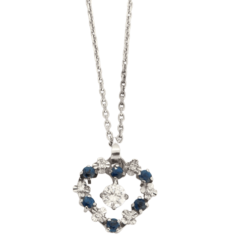 Collier Collier coeur saphirs diamants 58 Facettes 2893