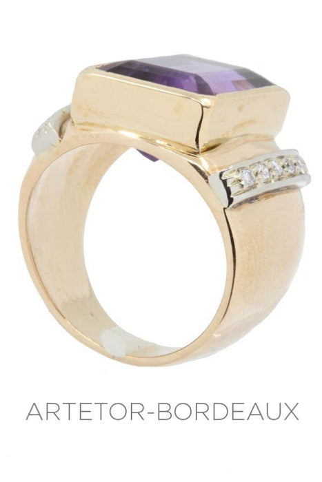 Ring 52 Amethyst and diamond tank ring 58 Facettes 33441