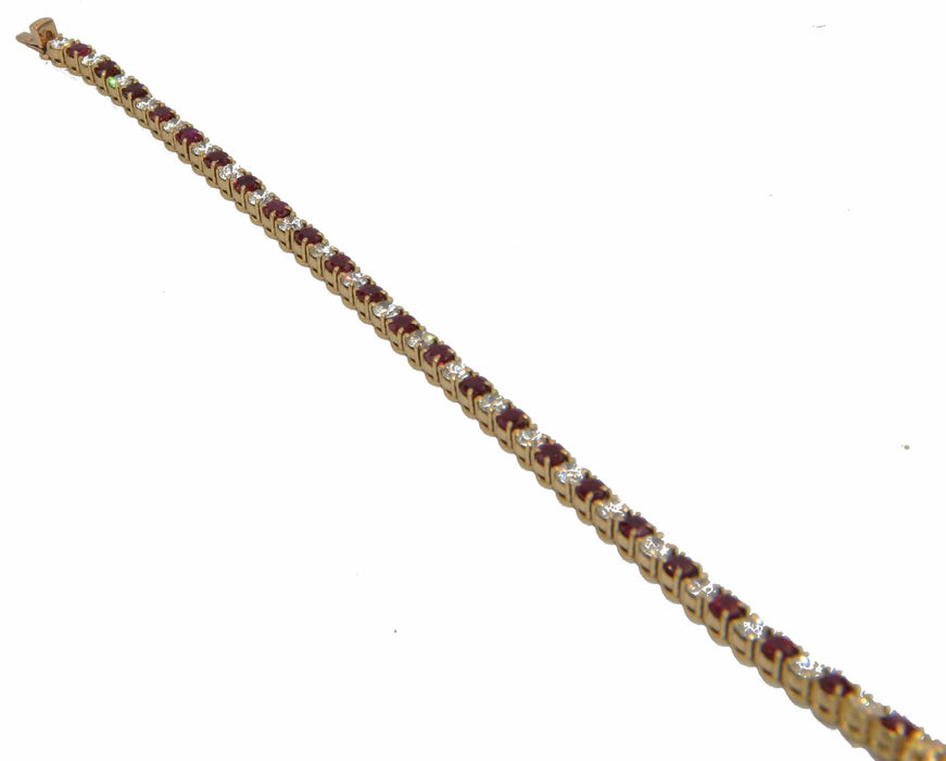 Bracelet Bracelet rivière - Or jaune diamants et rubis 58 Facettes 1