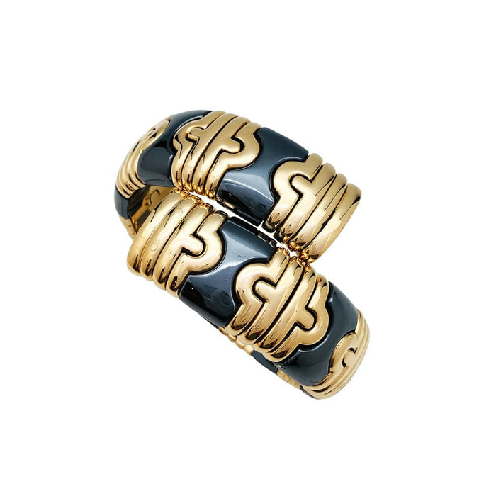 Bracelet Bracelet Bulgari Parentesi en or jaune et acier noirci. 58 Facettes 30084