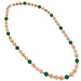 Long necklace with coral balls, chrysoprase, yellow gold spacers. 58 Facettes 30348