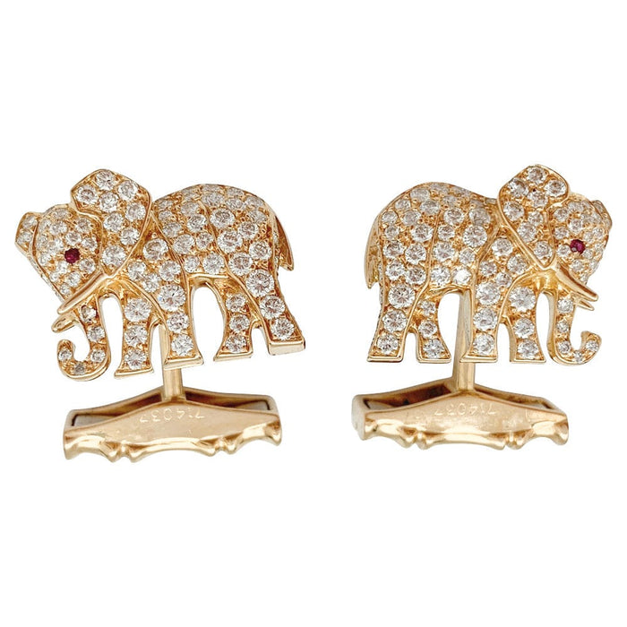 Cartier Elephants cufflinks set with brilliants.