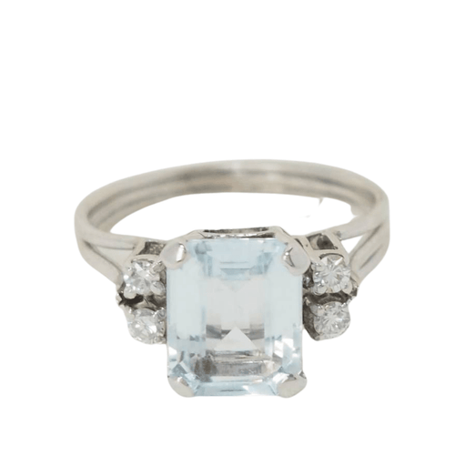 Bague 55 Bague vintage Aigue marine Diamants 58 Facettes 31123