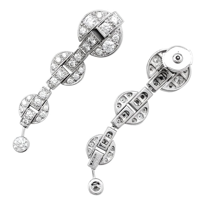 Boucles d'oreilles Boucles d'oreilles pendantes Cartier modèle "Himalia" en or blanc, diamants. 58 Facettes 29720