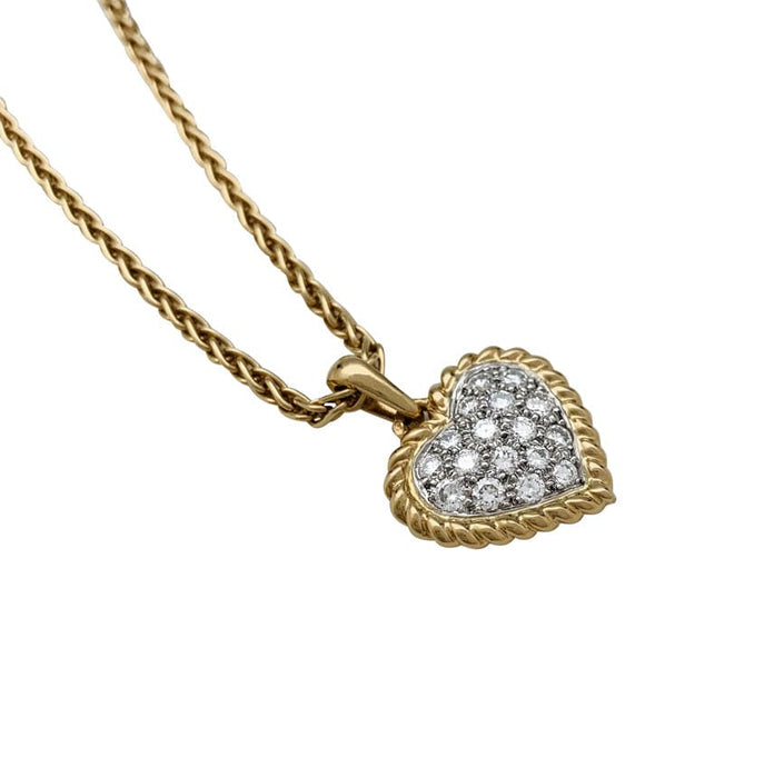 Pendentif Pendentif et chaîne Van Cleef & Arpels "Coeur" en or jaune, platine et diamants. 58 Facettes 29357