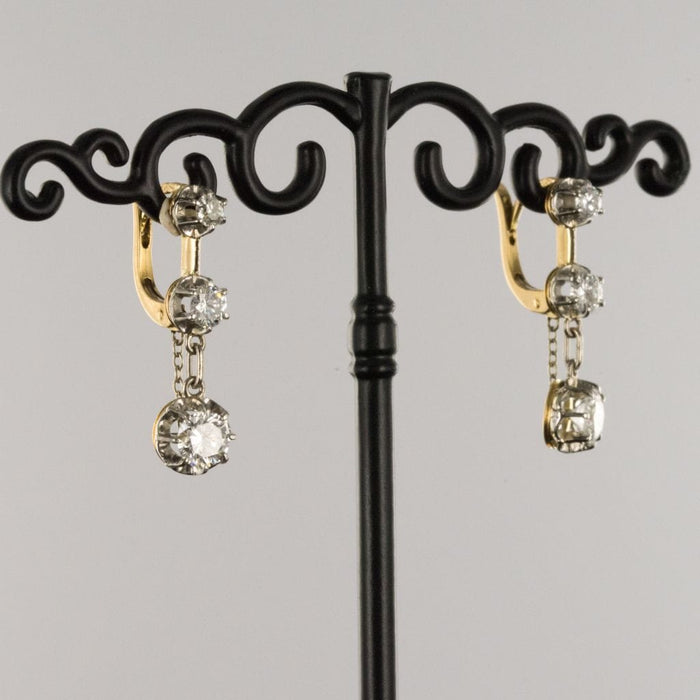 Boucles d'oreilles Boucles d'oreilles trembleuses diamants 19ème siècle 58 Facettes 18-145