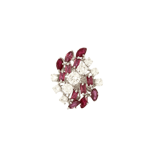 Bague 52 Bague Or  blanc Diamants Rubis 58 Facettes