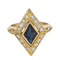 Bague Bague Losange or jaune diamants et saphir 58 Facettes 25587