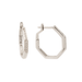 18K White Gold Octagonal Diamond Hoop Earrings 58 Facettes BO239