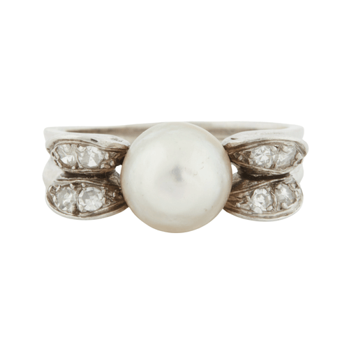 Bague 52 Bague Or blanc Platine Diamants Perle 58 Facettes REF 10202/12