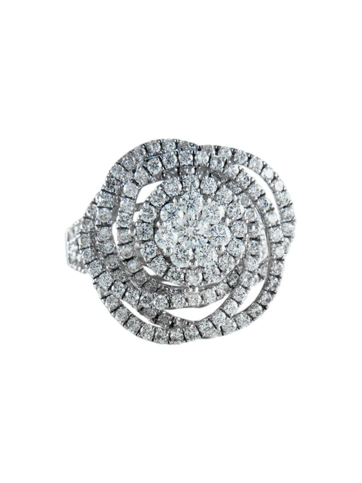 Bague 53.5 Bague Fleur Diamants Or blanc 58 Facettes 6868A