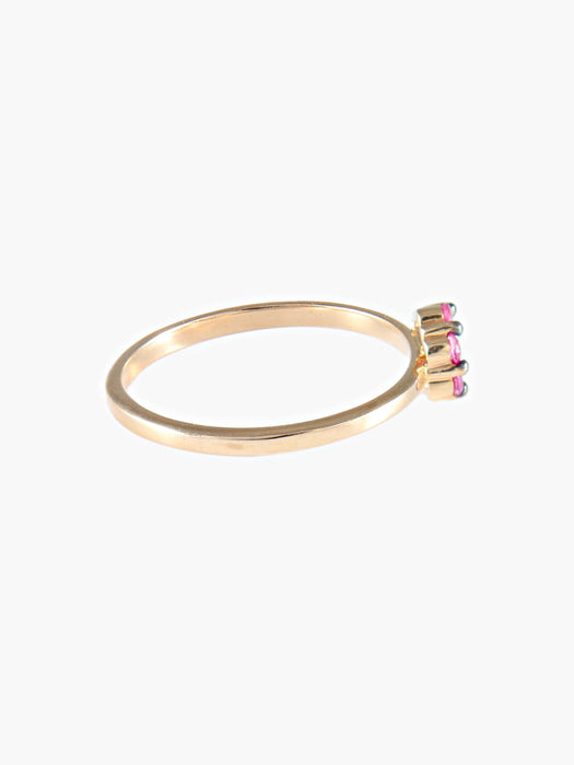 Bague 52 Bague Fleur Saphirs roses 58 Facettes