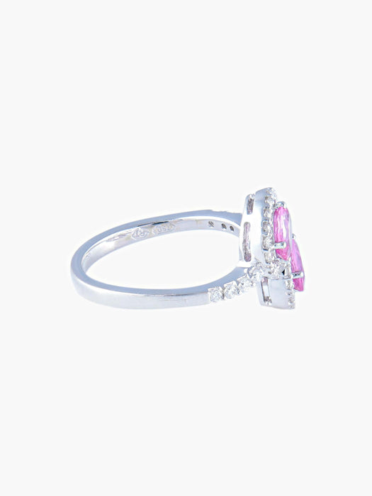 Bague 52 Bague Toi & Moi Saphirs roses Diamants 58 Facettes