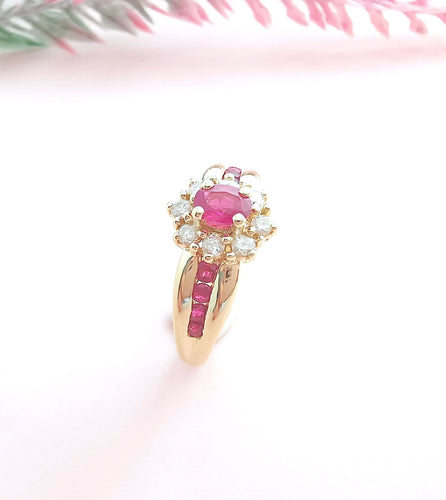 Bague Bague Fleur Rubis Diamants 58 Facettes AA 1619