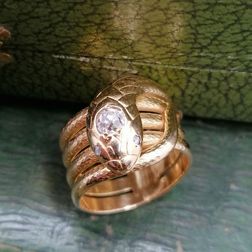 Bague Bague serpent or jaune diamants 58 Facettes 2716