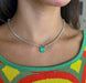 Emerald and diamond tennis necklace 58 Facettes 173