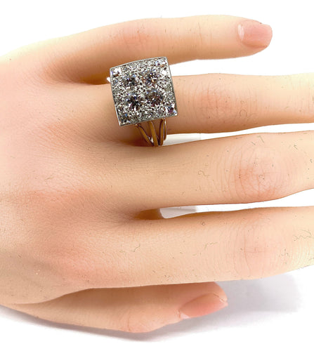 Bague 51 Bague 2 Ors pavée de Diamants 58 Facettes AB225