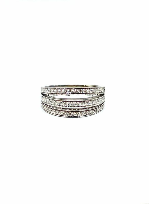 Bague Bague or blanc 2 lignes de diamants 58 Facettes