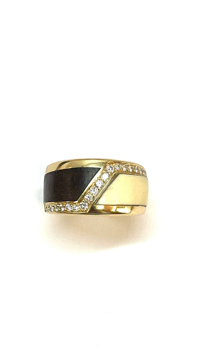 Bague Bague Ivoire, Bois et Diamants 58 Facettes