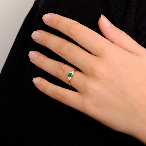 Bague 53.5 Bague Emeraude, Diamants, Or Jaune 58 Facettes