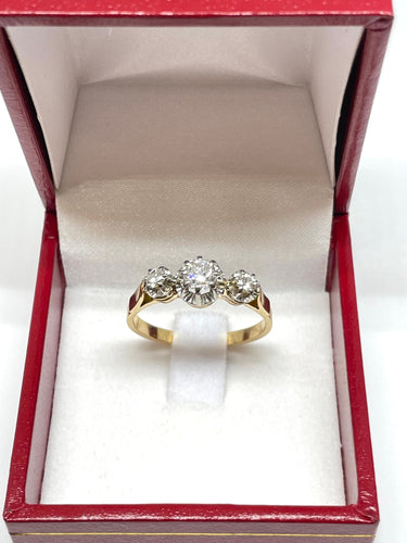 Bague Bague ancienne or jaune et blanc trilogie diamants 58 Facettes