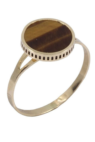 Bague 52 Bague œil de tigre, en or jaune 58 Facettes 063571