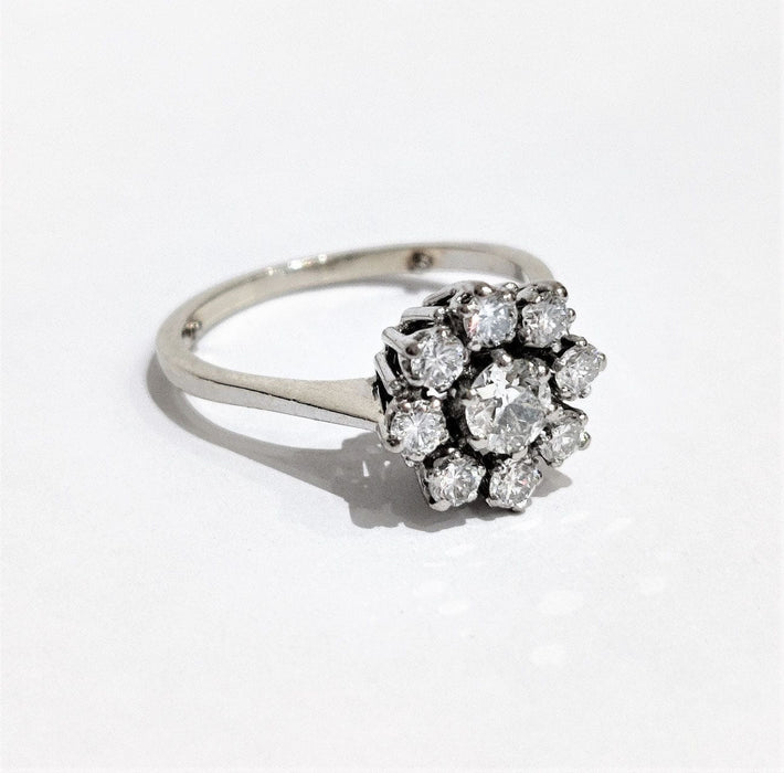 Bague 55 Bague or blanc marguerite diamants 58 Facettes 1-836/1