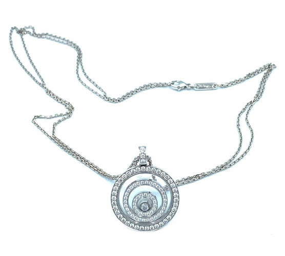 Collier CHOPARD. Pendentif Happy Spirit Or Blanc Diamants 58 Facettes