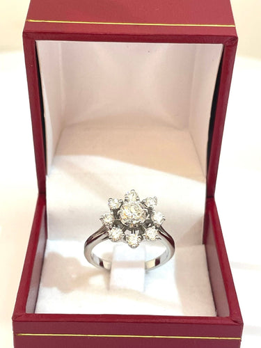 Bague Bague marguerite or blanc et diamants 58 Facettes