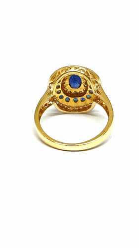 Bague Bague Style Art Déco or jaune saphirs et diamants 58 Facettes