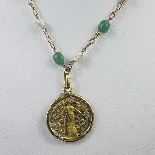 Collier Collier or jaune avec Boule Aventurine et Perle de Culture Keshi 58 Facettes 20400000812