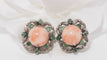 Boucles d'oreilles Boucles d'oreilles ancienne en argent, émeraudes et corail 58 Facettes 31178