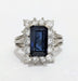 Ring 53 Marguerite sapphire ring surrounded by diamonds 58 Facettes TBU